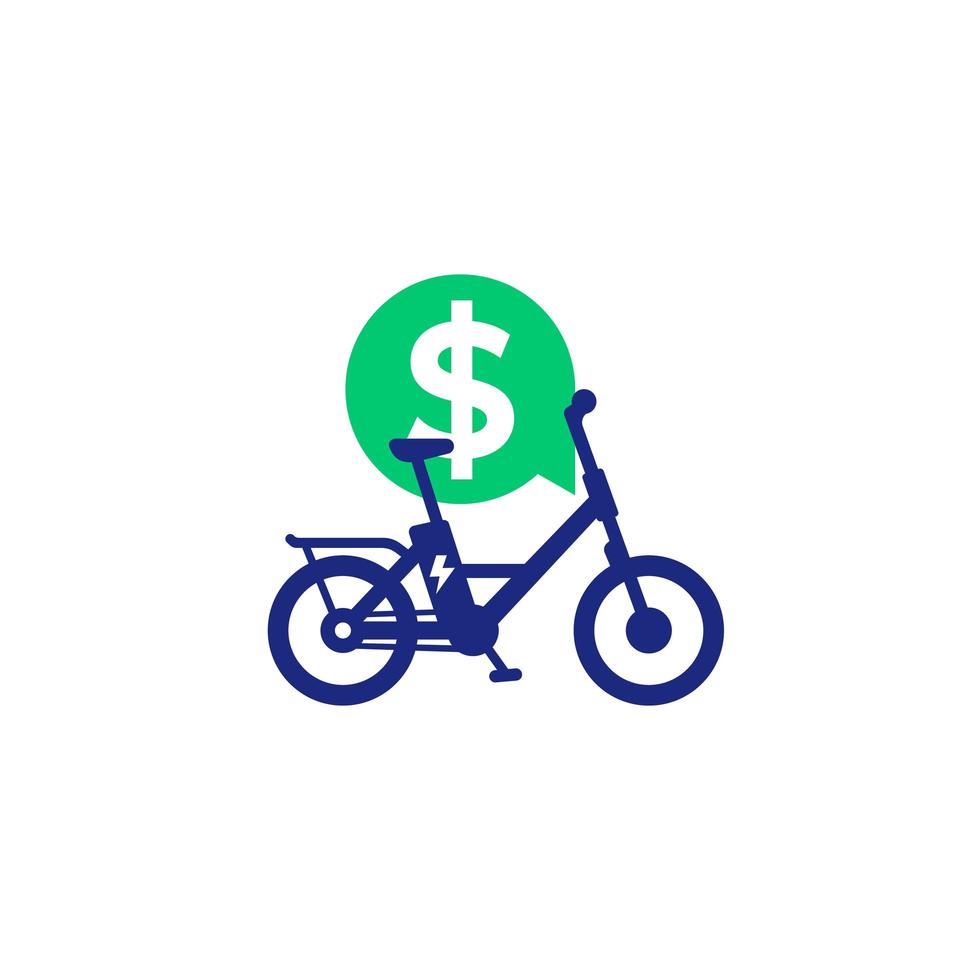 Rent electric bike icon on white vector
