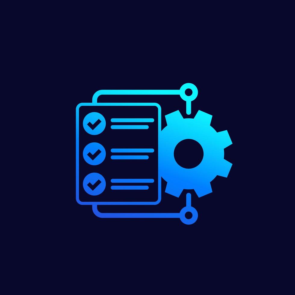 Workflow icon with checklist and gear vector