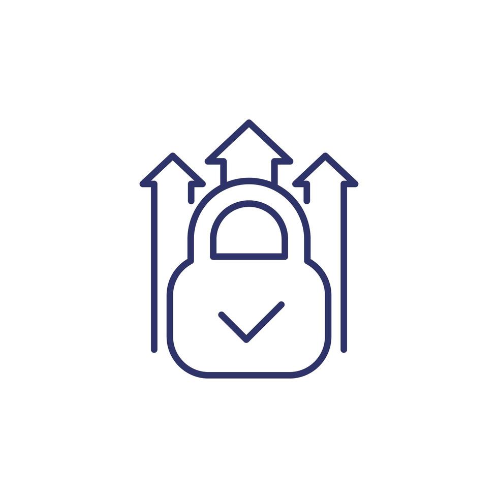 Padlock and arrows line icon on white vector