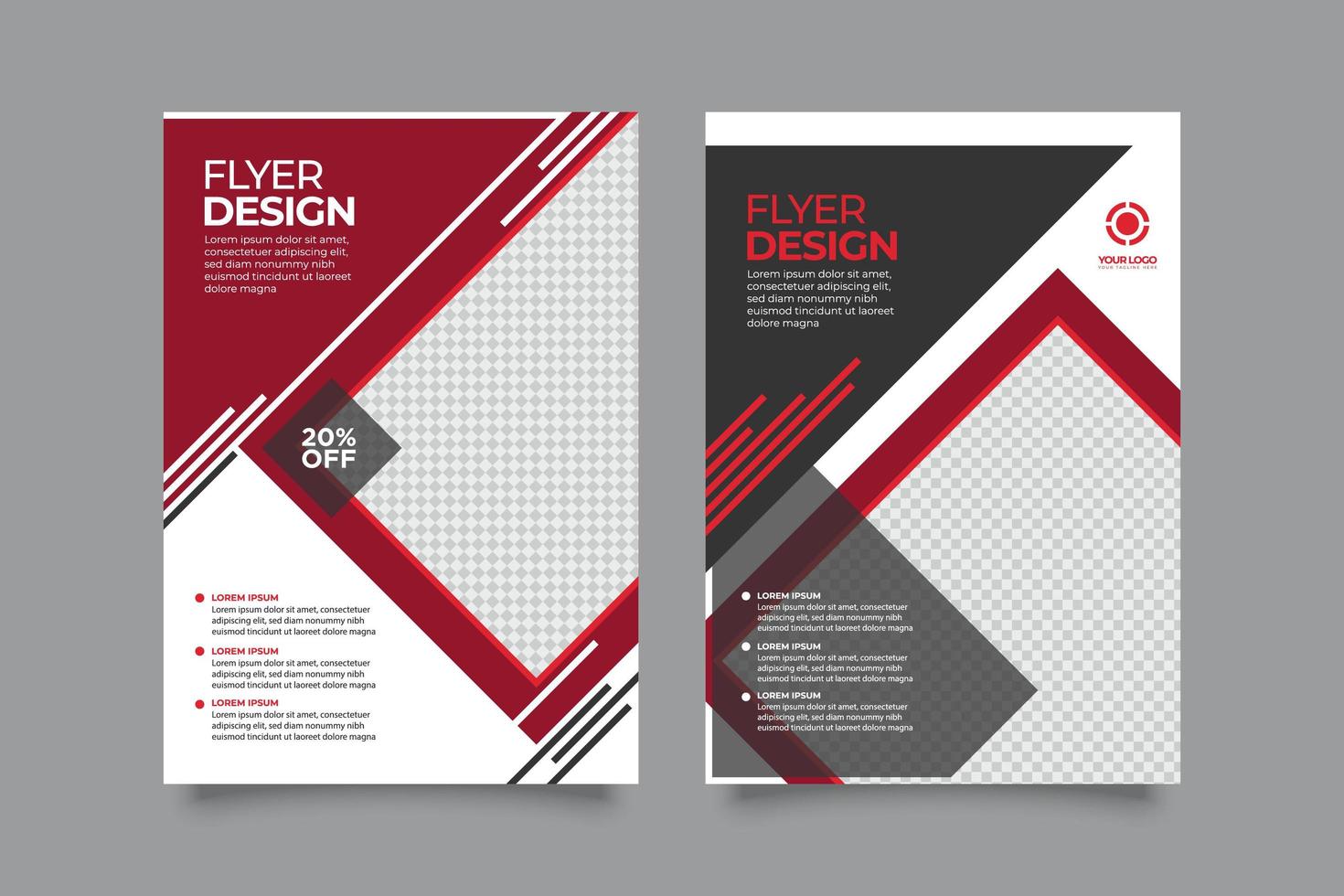 Red and black creative modern business flyer templates vector