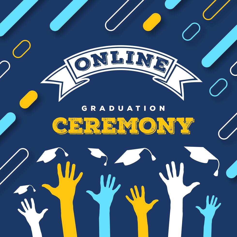Online Graduation Ceremony Social Media Post Design vector
