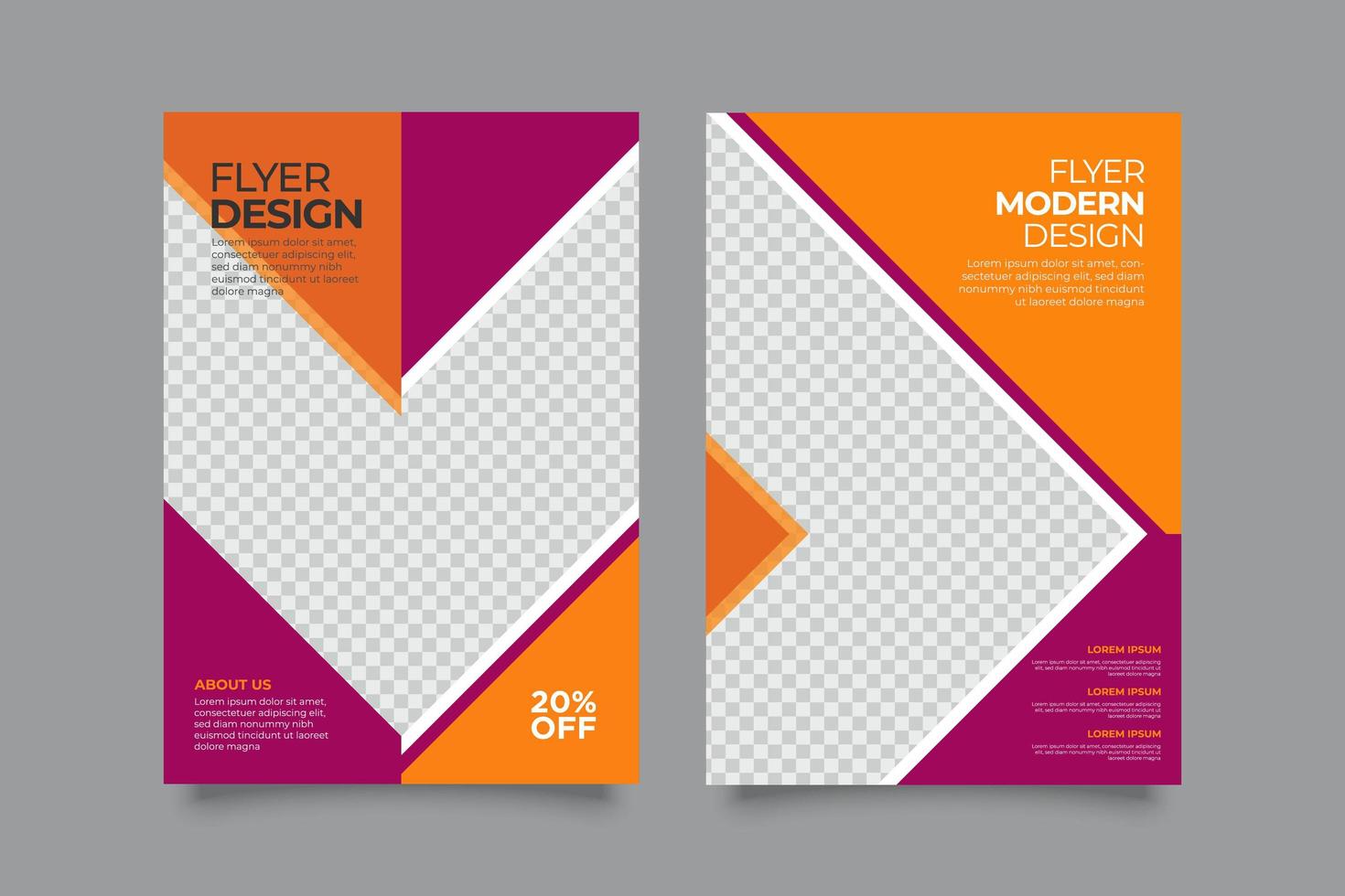 Orange and magenta creative modern business flyer template vector
