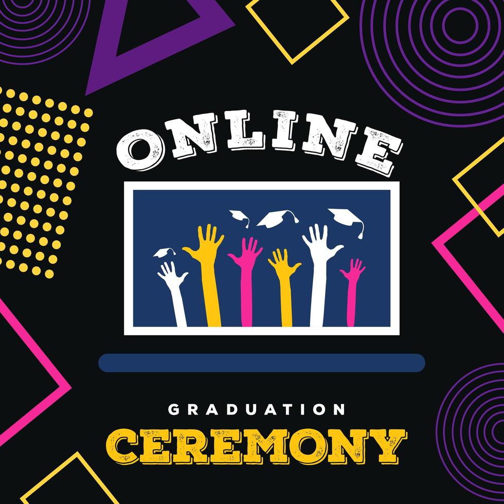 Online Graduation Ceremony Social Media Post Design vector