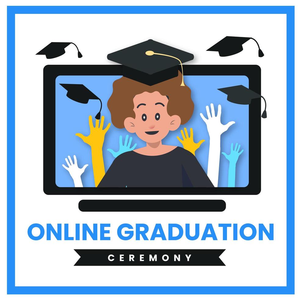 Online Graduation Ceremony Social Media Post Design vector