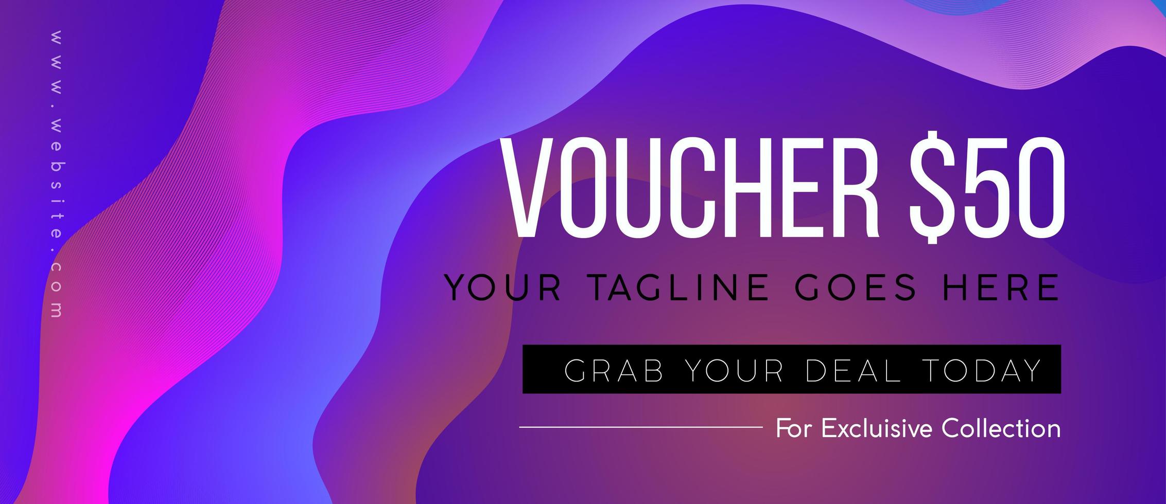 Gradient Wave Gift Voucher Discount Coupon Banner vector