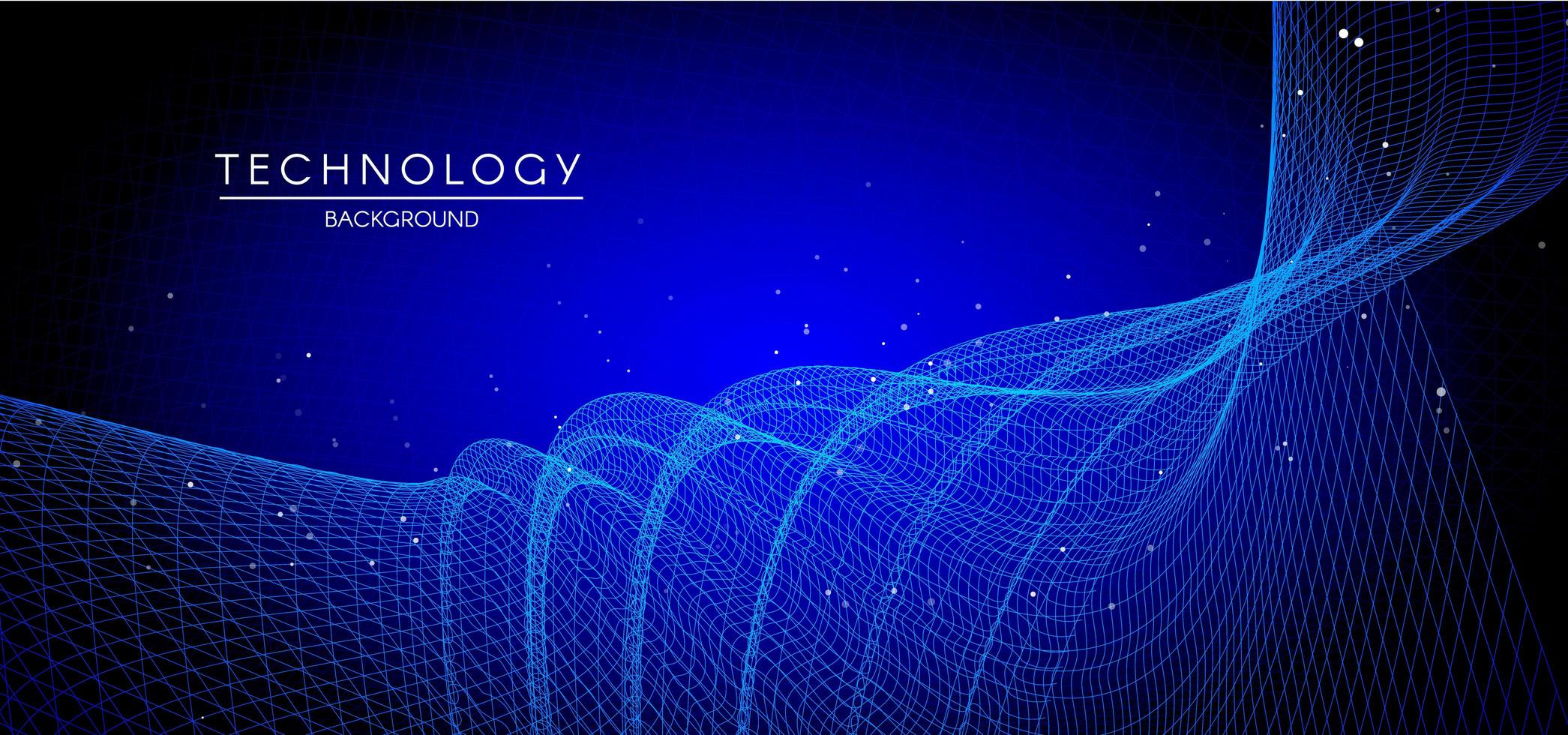 Technology Particle Lines Abstract Blue Background vector