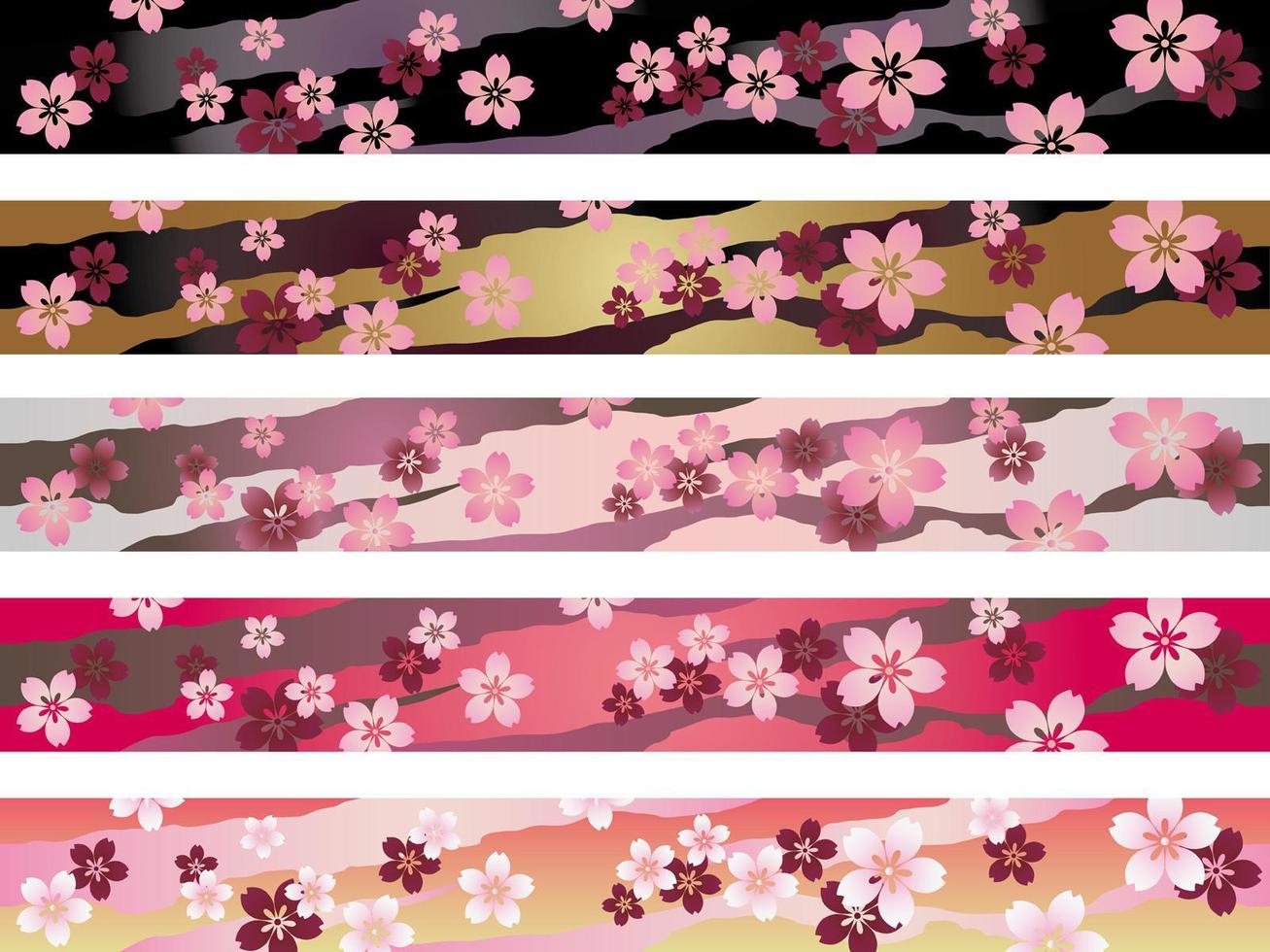 conjunto de patrones tradicionales japoneses sin fisuras en cinco colores. vector