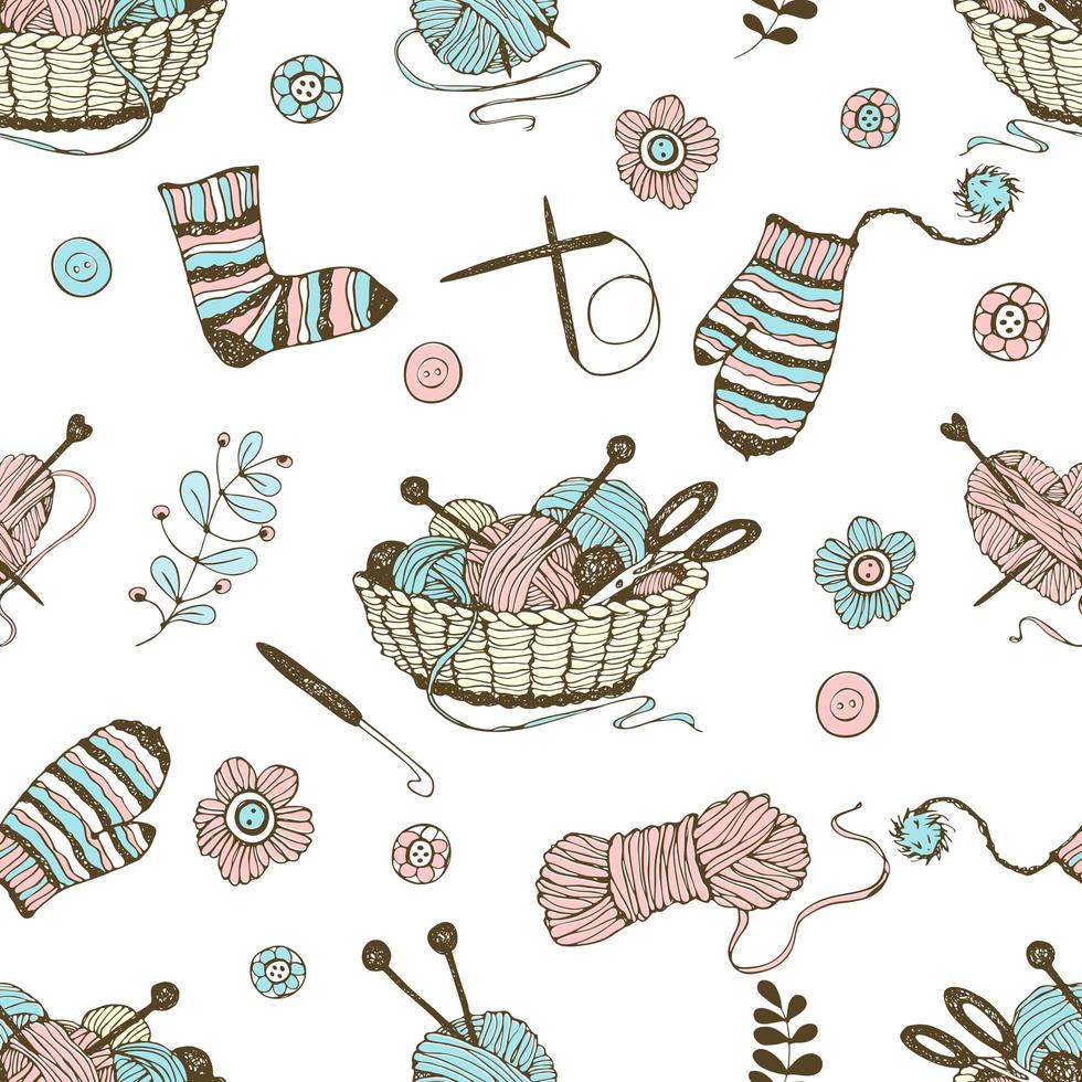 Seamless pattern on the theme of knitting vector