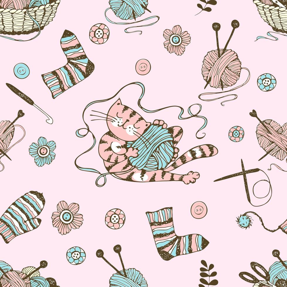 Seamless pattern on the theme of knitting vector