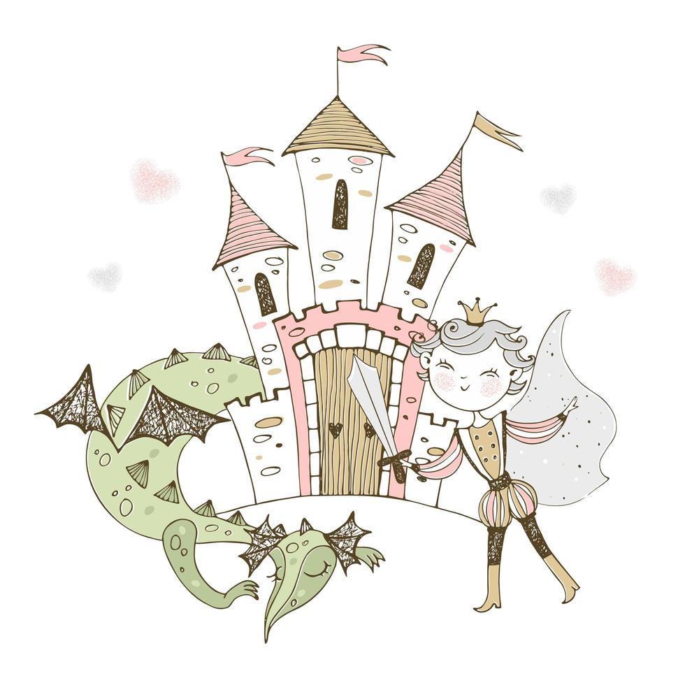 A fairy-tale castle with a Prince vector