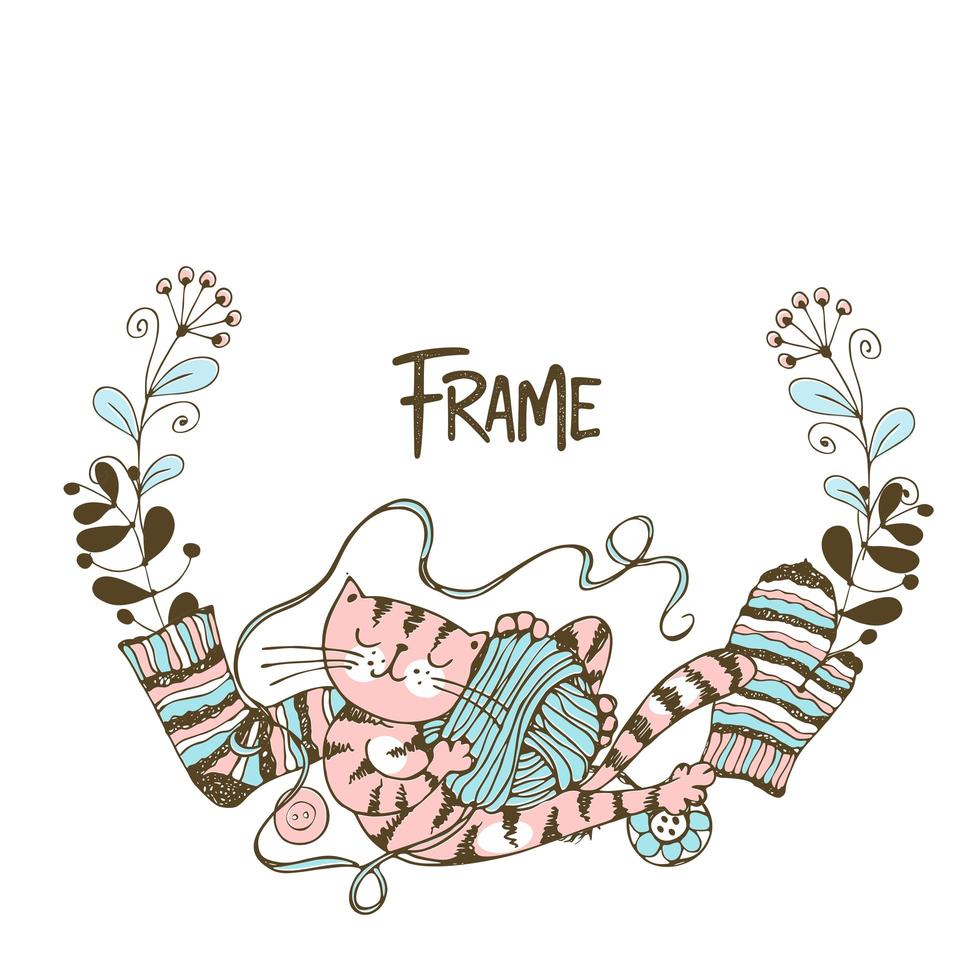 Frame wreath on the theme of knitting vector