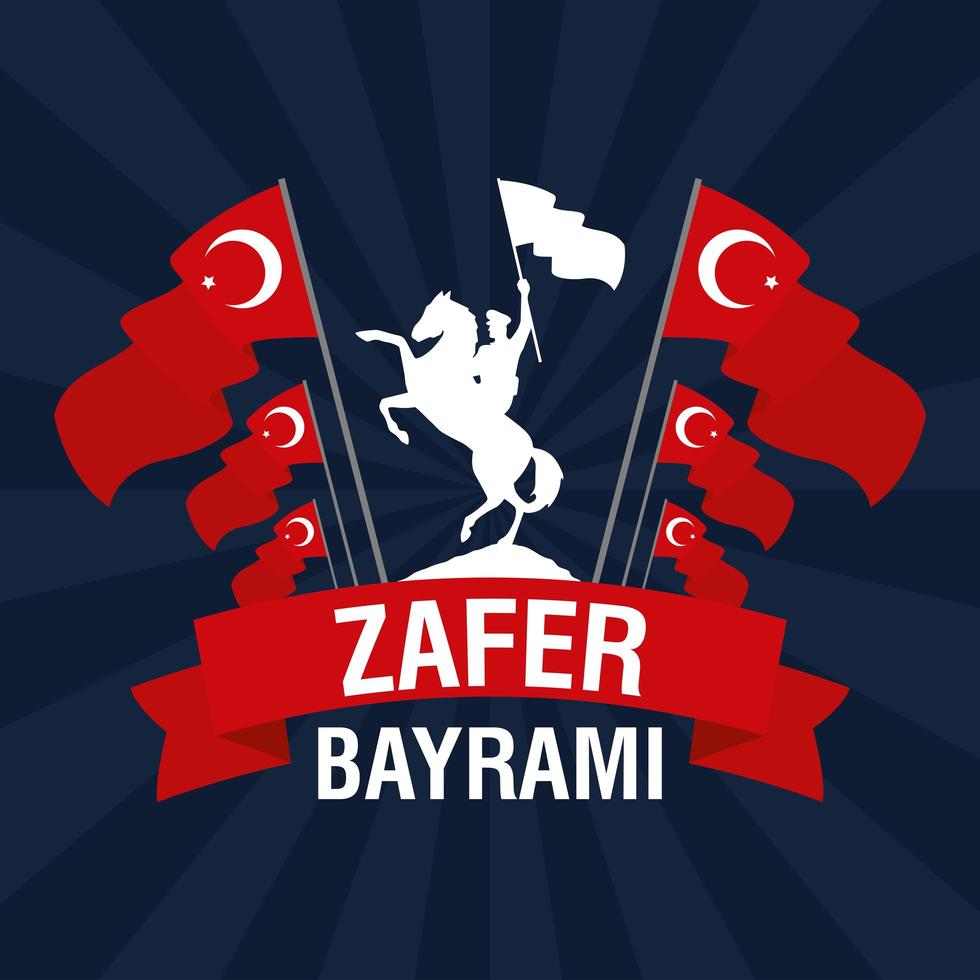 Zafer Bayrami celebration card vector