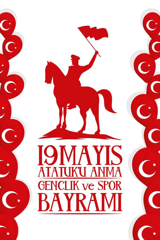 Ataturk, Youth and Sports Day celebration card vector