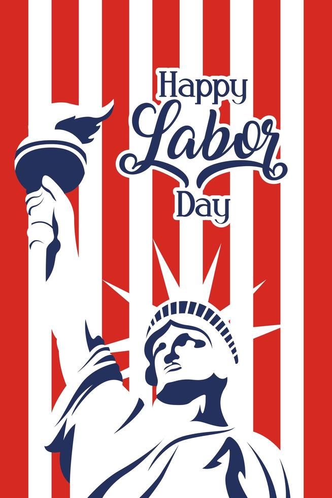 Happy USA Labor Day celebration with liberty statue vector