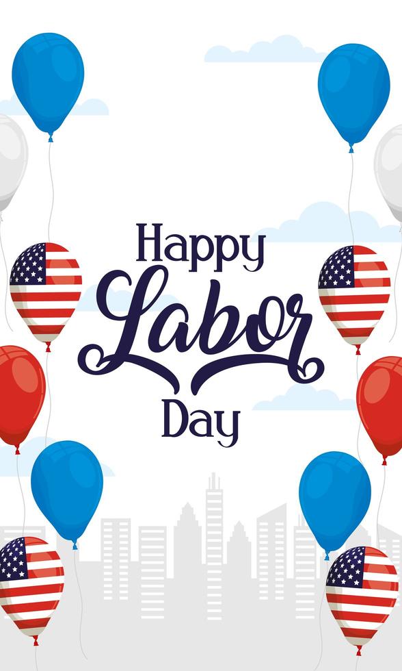 Happy Labor Day celebration with balloons vector