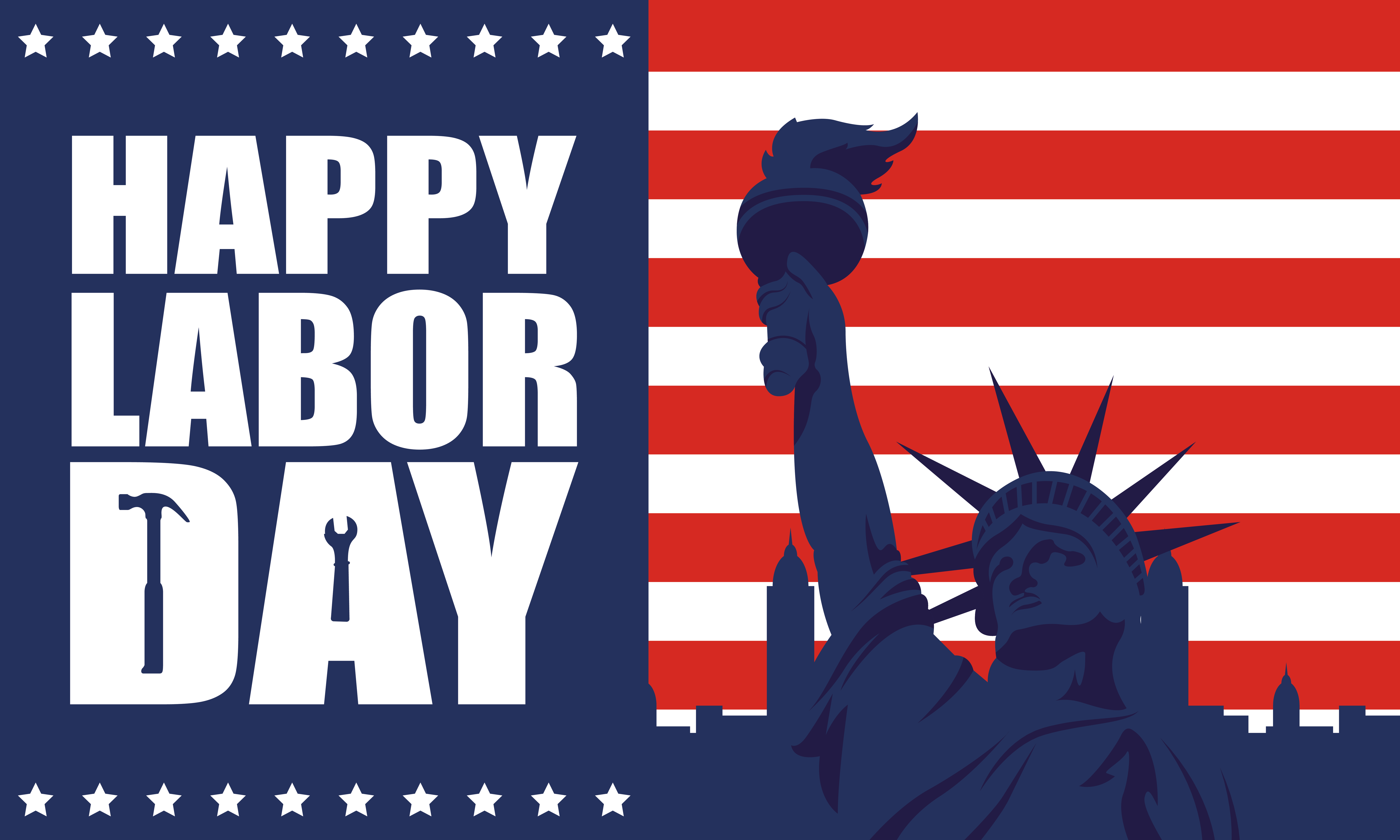 Happy USA Labor Day celebration with liberty statue 1632059 Vector Art
