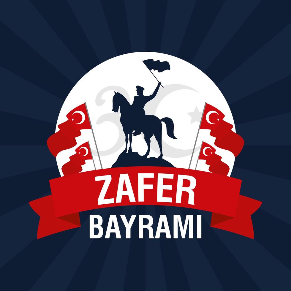 Zafer Bayrami celebration card vector