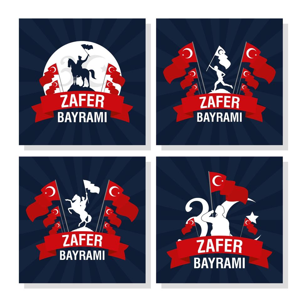 conjunto de tarjetas de celebración zafer bayrami vector