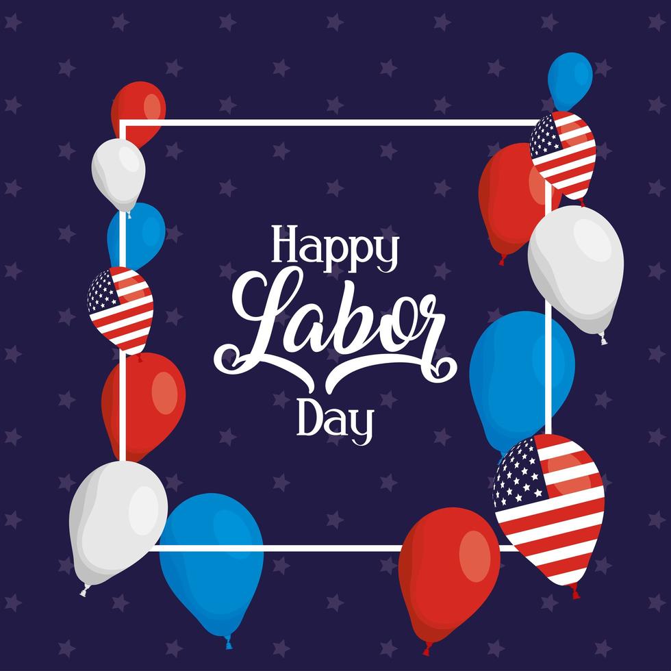 Happy Labor Day celebration with balloons vector