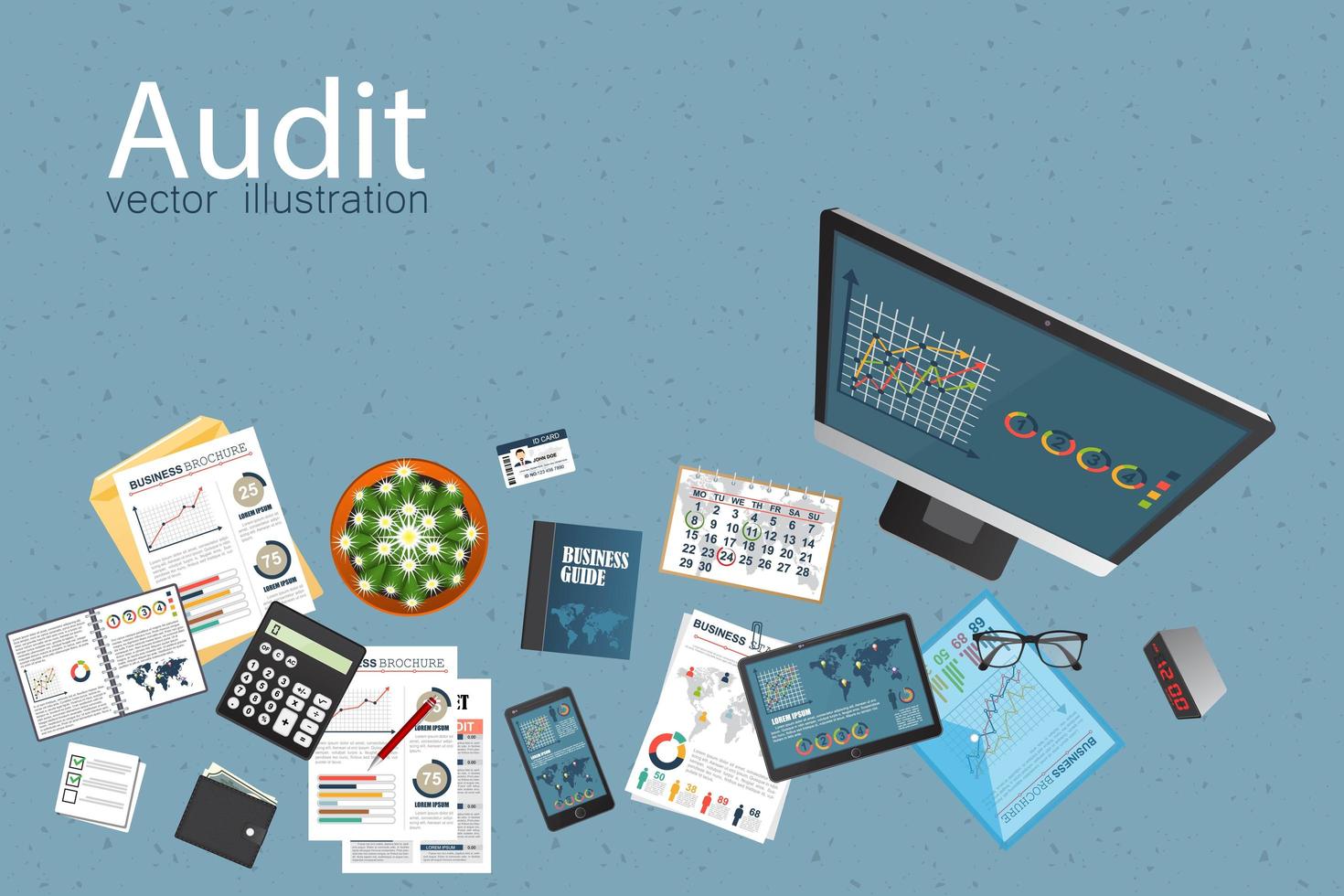 Auditing top view design concept vector