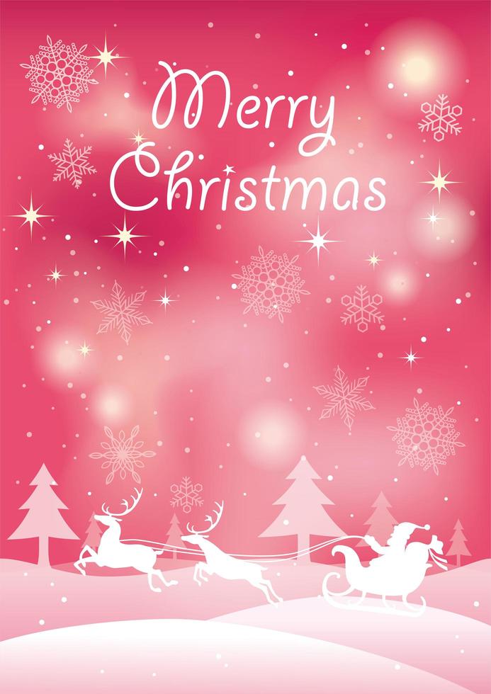 Christmas poster with Santa Claus and reindeers vector