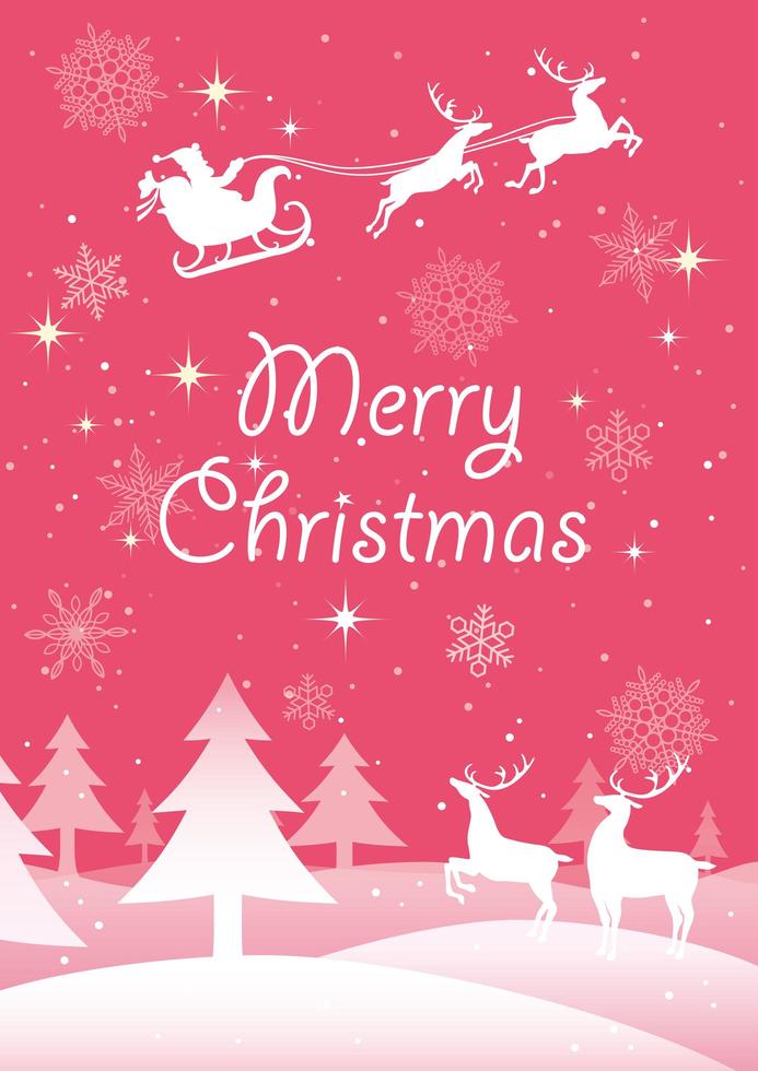 Christmas poster with Santa Claus and reindeers vector