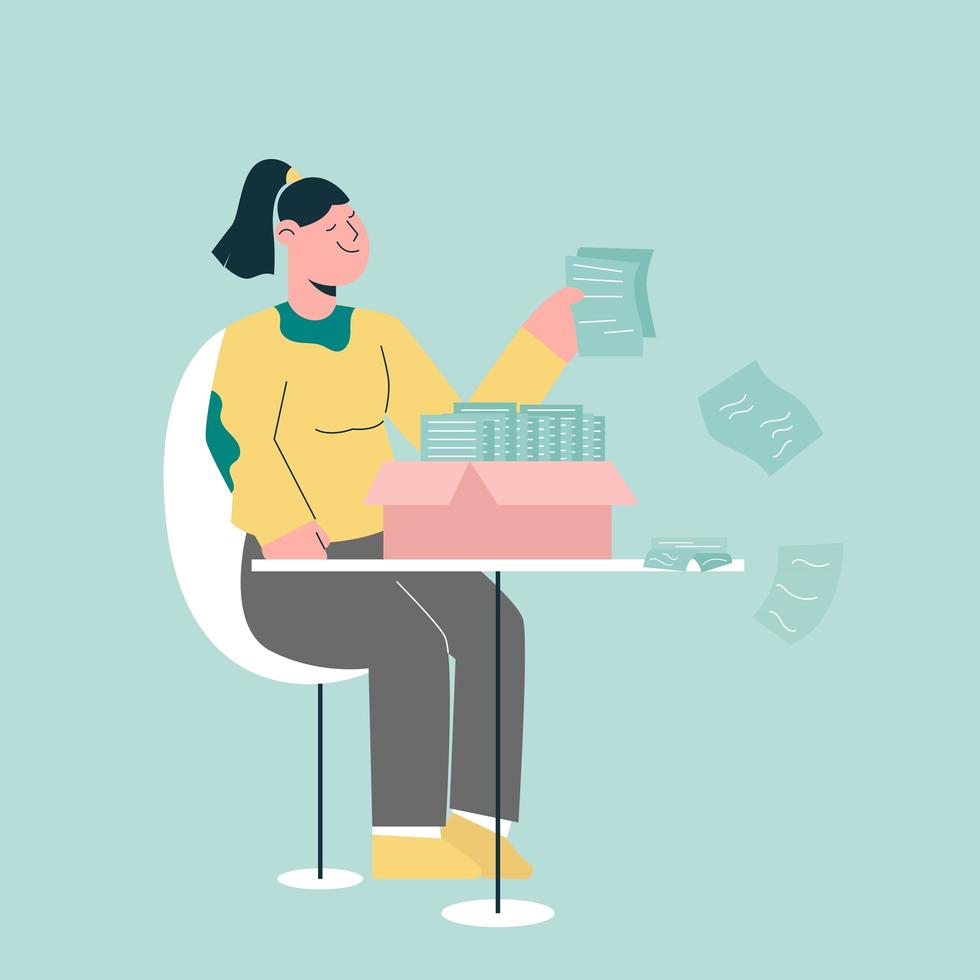 Woman working with documents vector