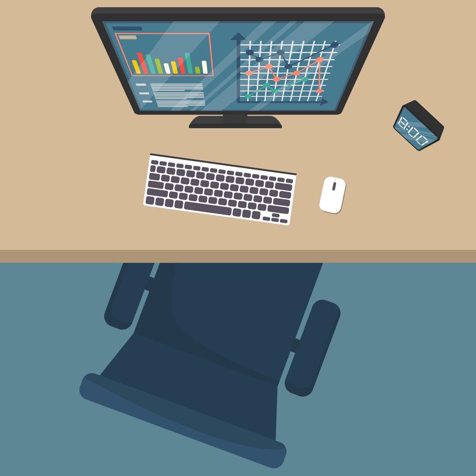 Top view of modern office workplace vector