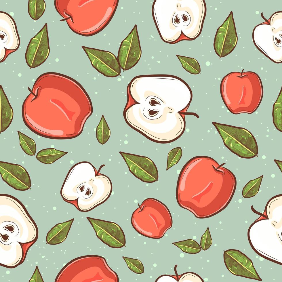 Summer tropical seamless pattern with apples and leaves vector