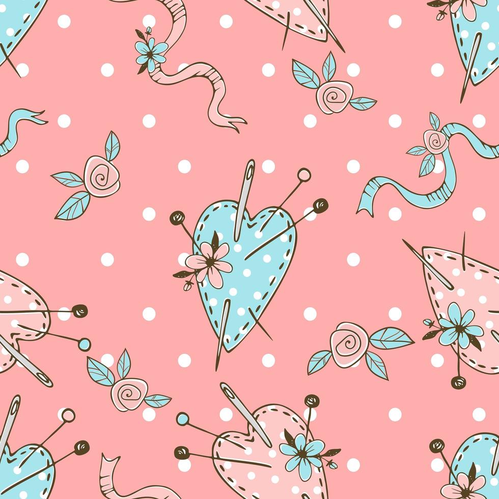 Seamless polka dot pattern on the theme of needlework vector