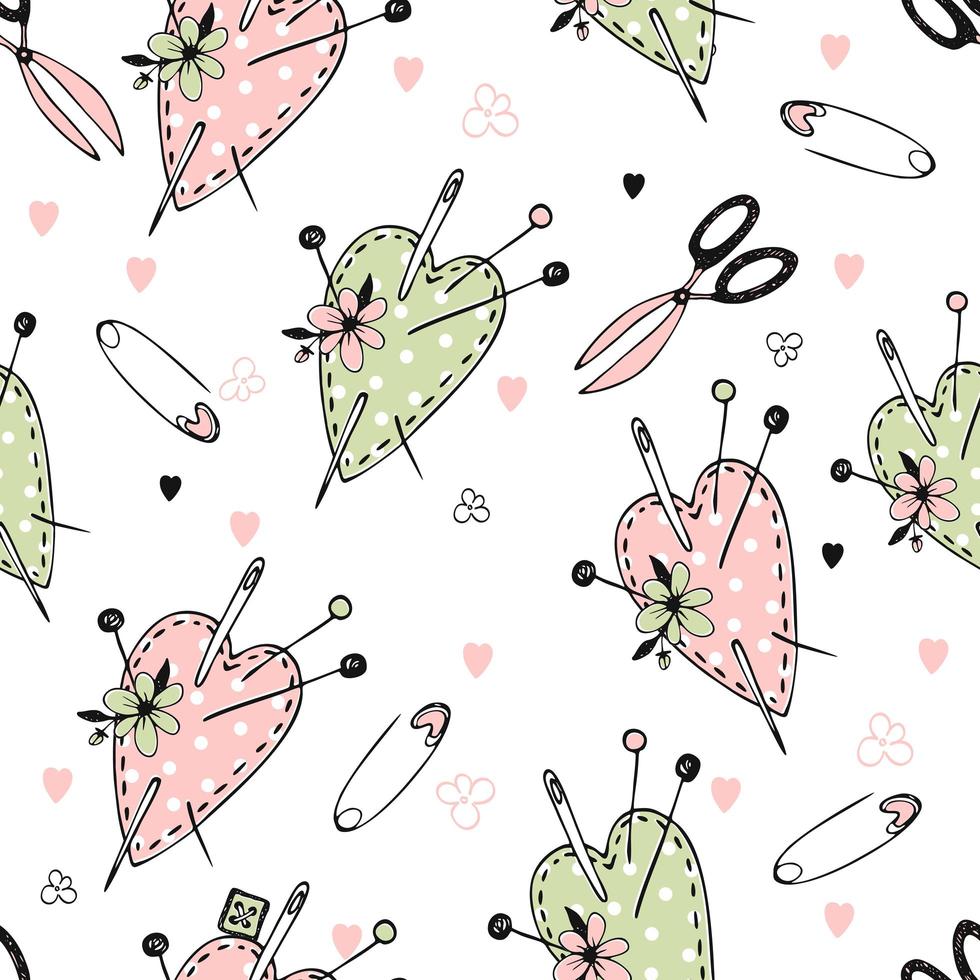 Seamless polka dot pattern on the theme of needlework vector