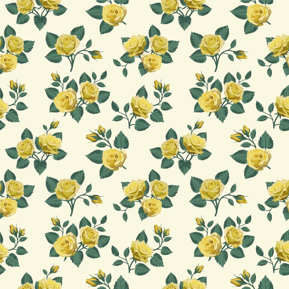Seamless Pattern with Yellow Roses vector