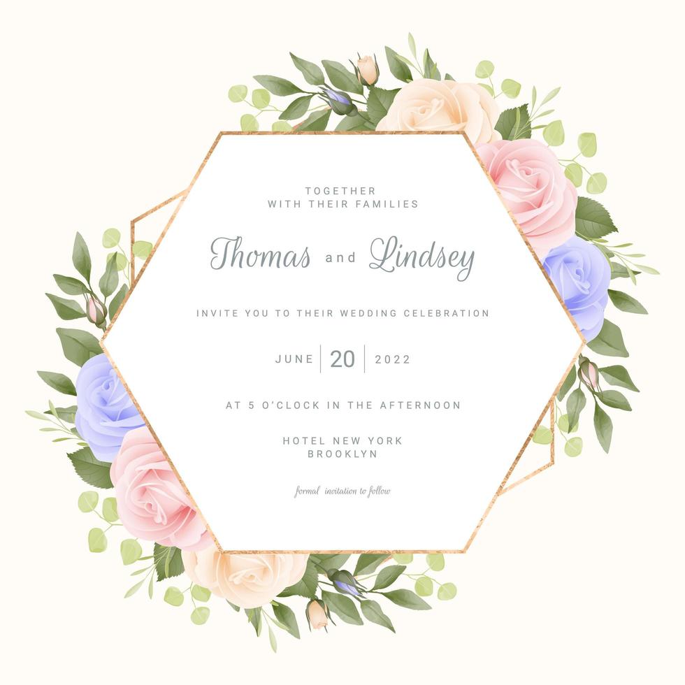 Pastel Roses with Geometric Frame vector