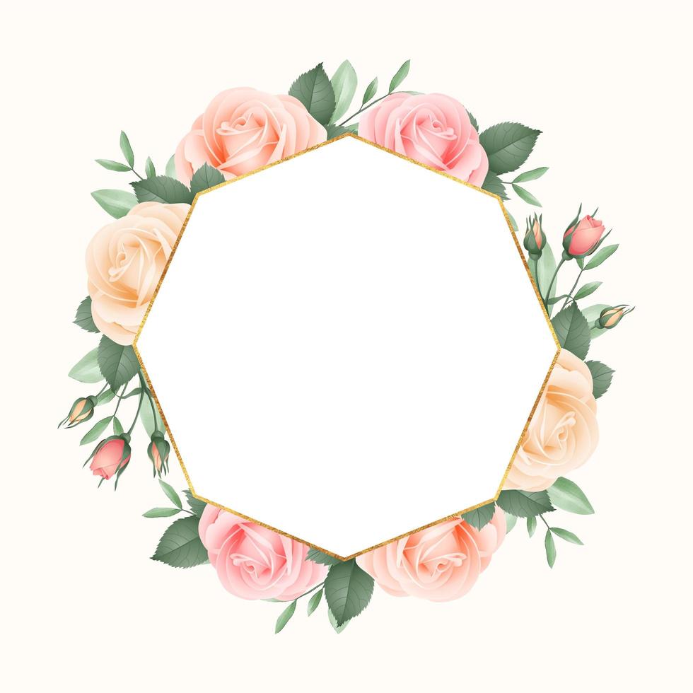 Blush Roses Geometric Frame vector