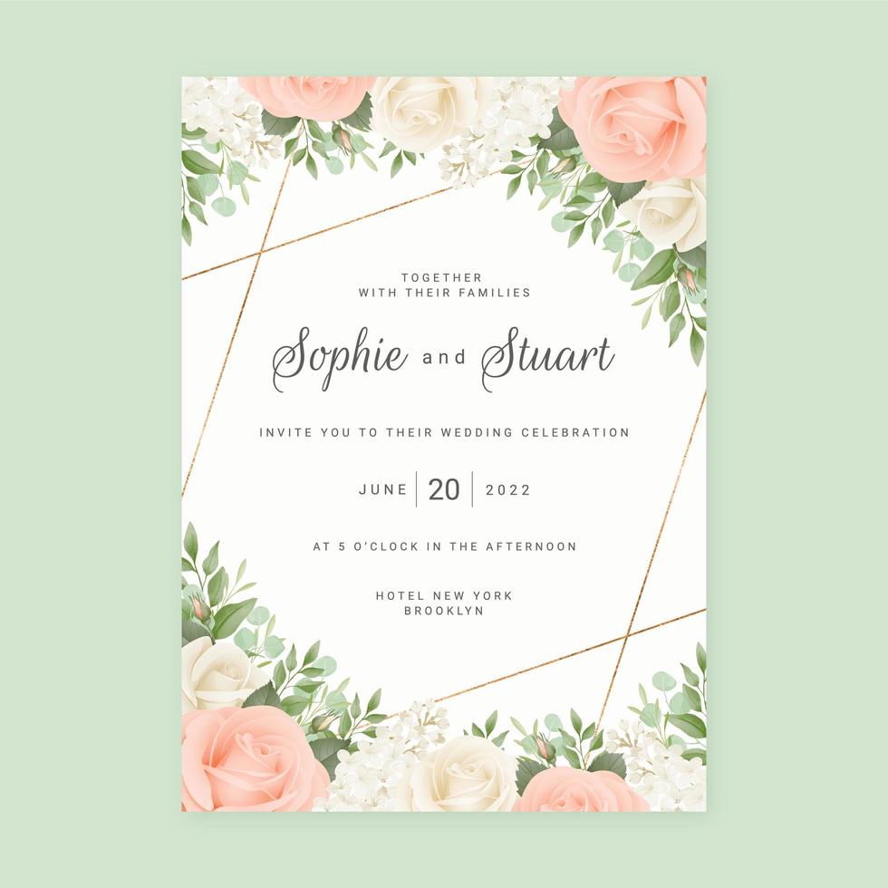 Geometric Botanical Frame Wedding Background vector