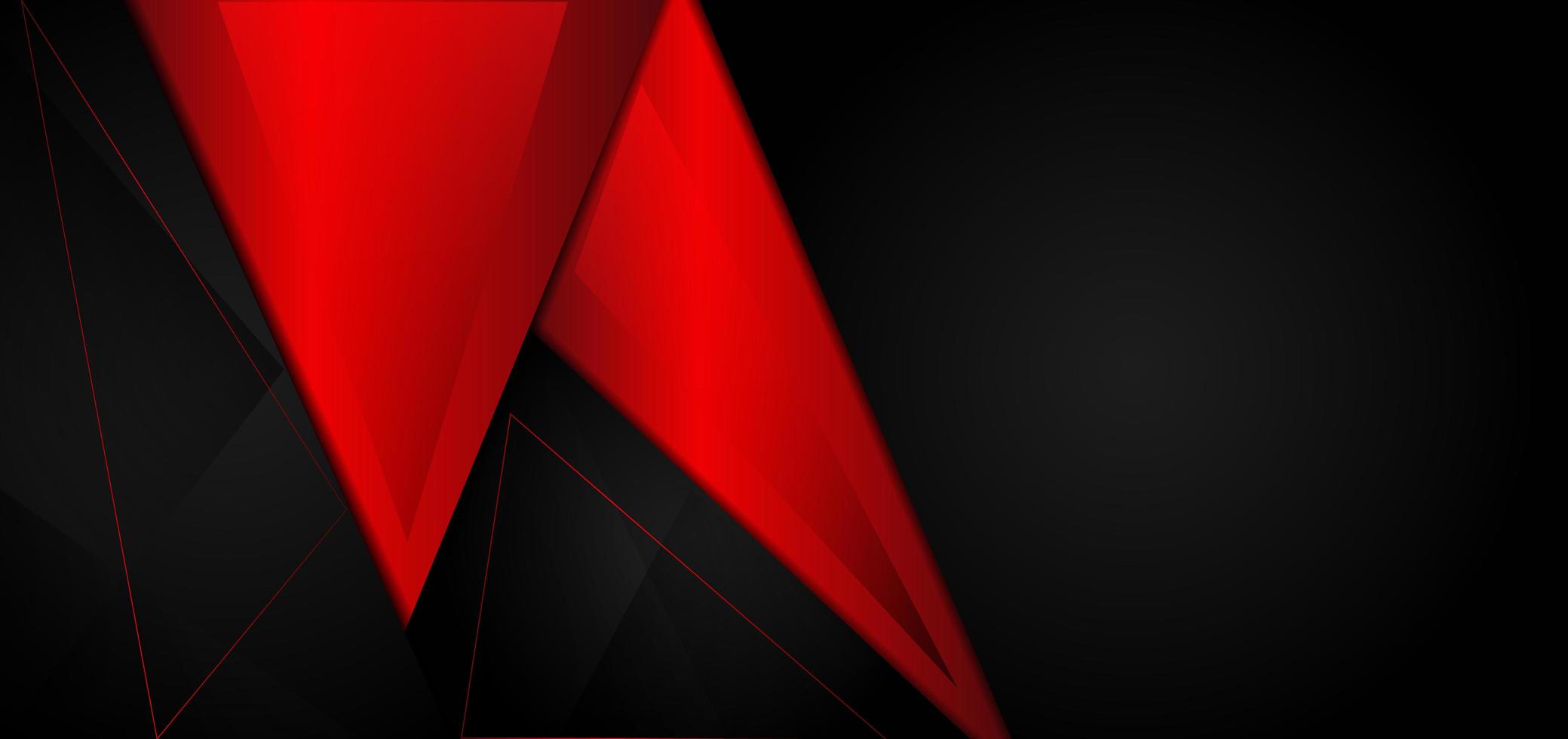 Angled metallic black and red shapes banner vector