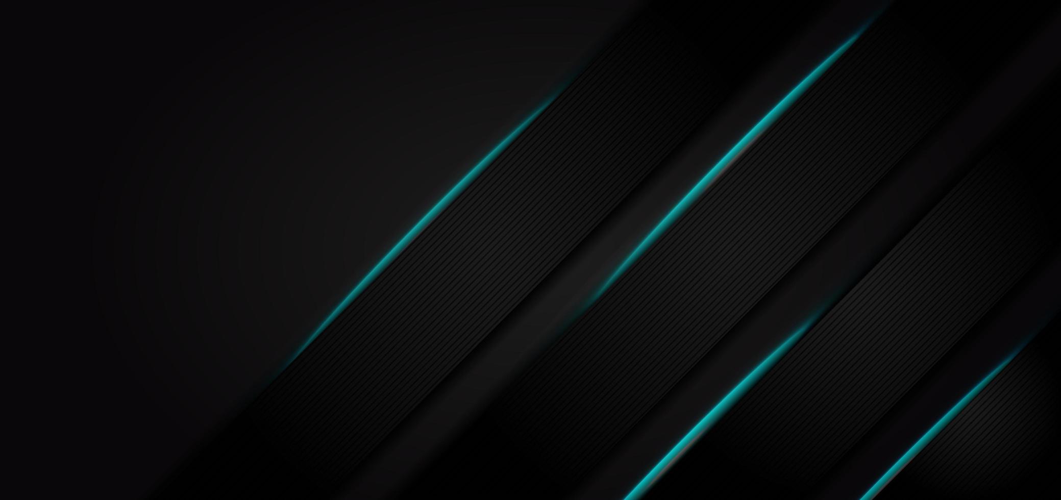 rayas negras modernas con luz de neón azul vector