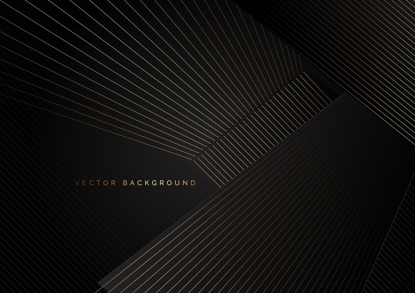 Abstract golden lines on diagonal overlaps on black vector