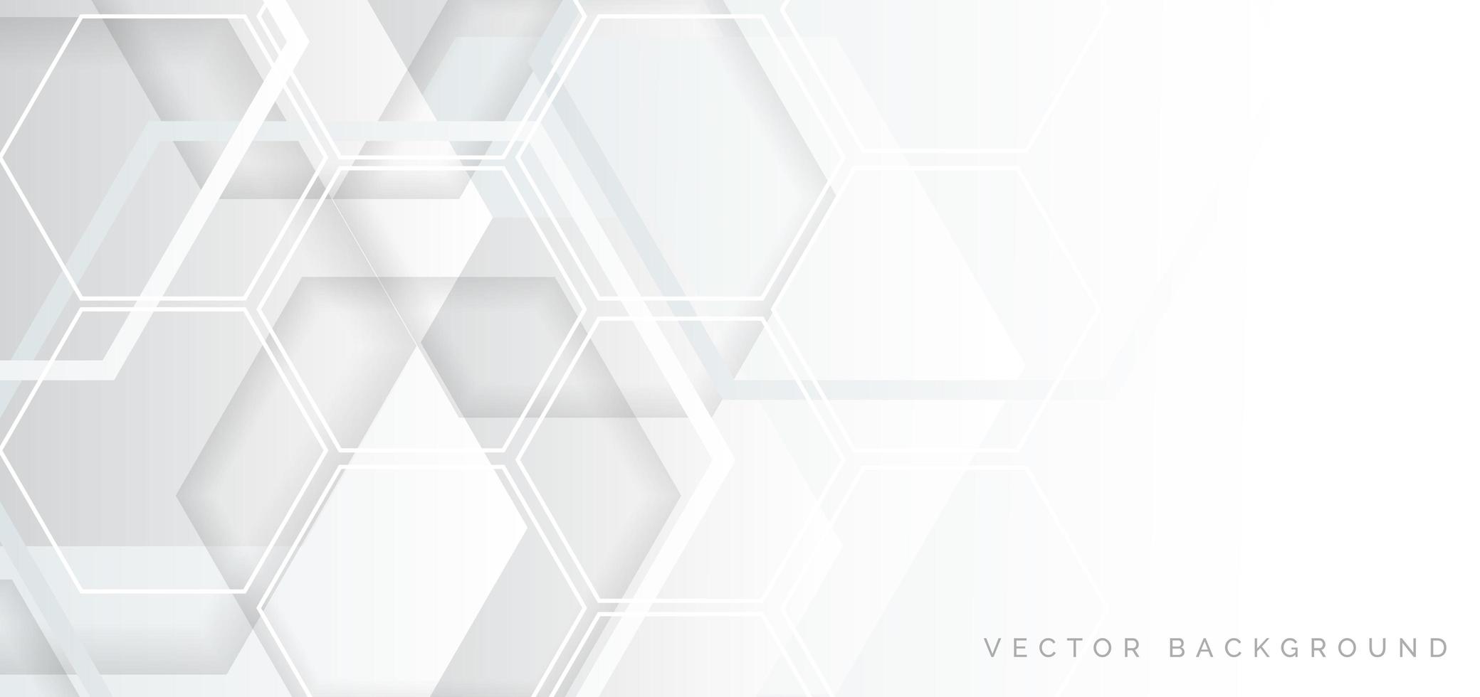 Abstract white and gray geometric hexagon overlapping design vector