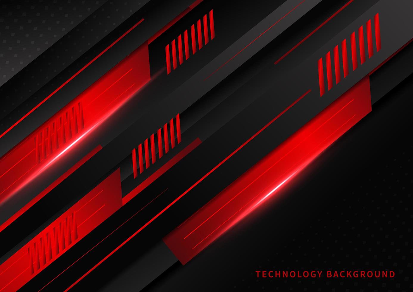 Abstract technology geometric angled red and black design vector