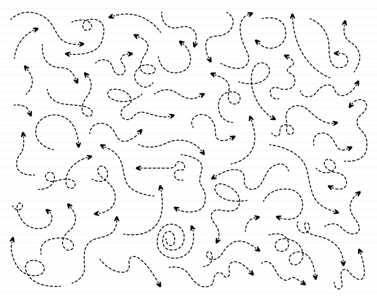 Hand drawn dotted arrow set vector