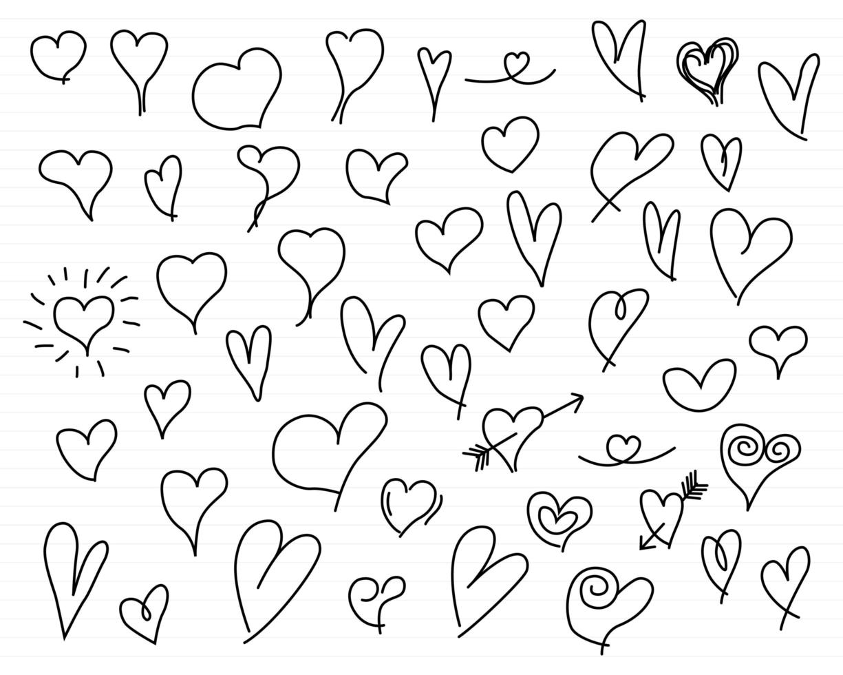 Hand drawn hearts set vector