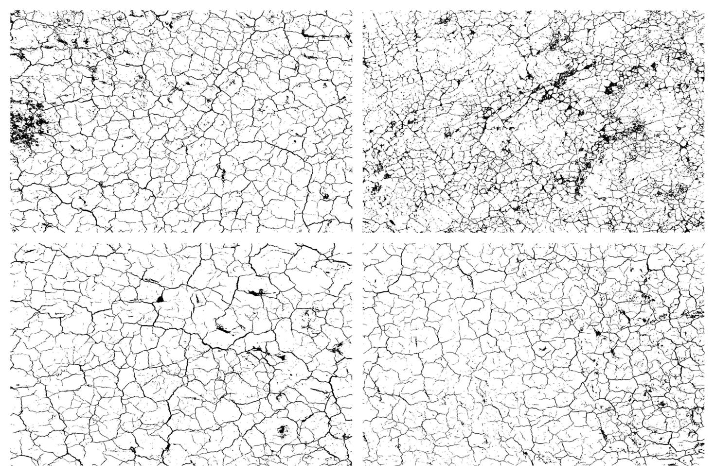 Dry cracked earth texture set vector