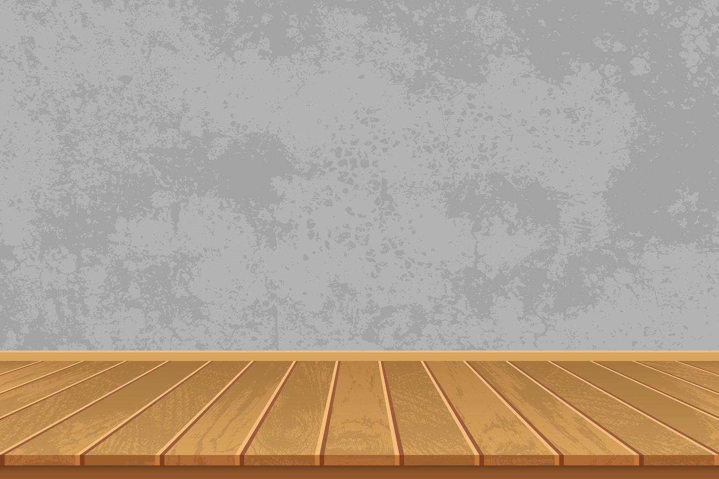 Empty room with wooden floor and concrete wall vector