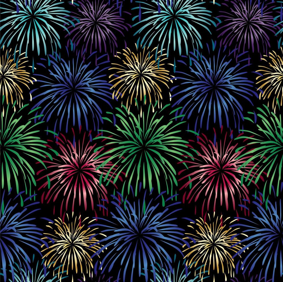 Seamless fireworks background vector pattern