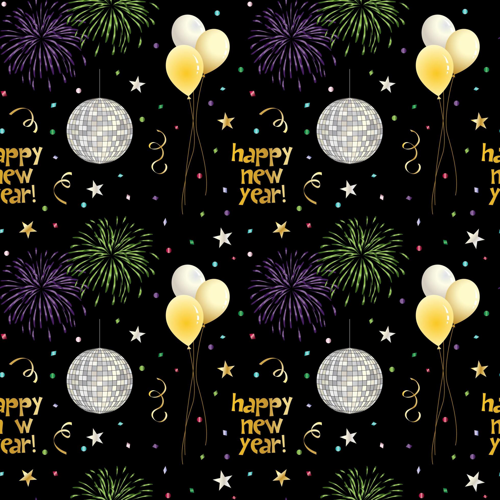 Seamless new years pattern with balloons and fireworks 1632484 Vector ...