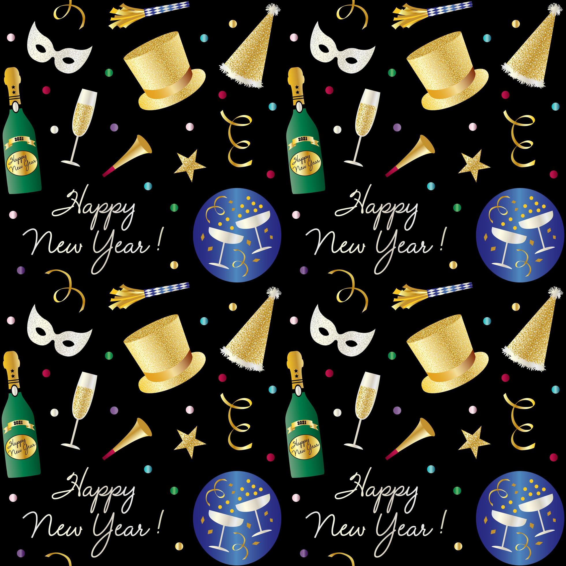 Seamless new years pattern with champagne and party hats 1632485 Vector ...