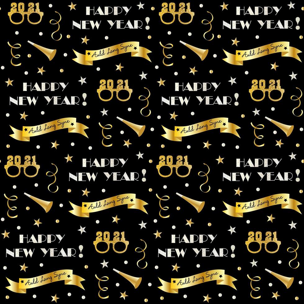 Seamless new years eve pattern with confetti and noisemakers vector