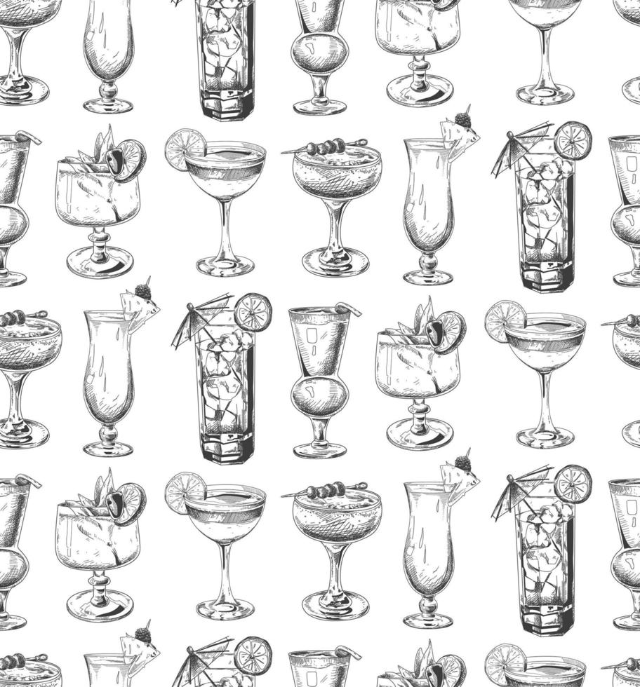 Seamless pattern with cocktails vector