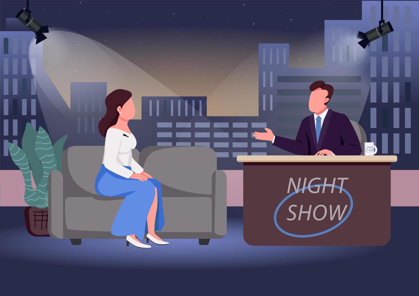 Night show interview vector